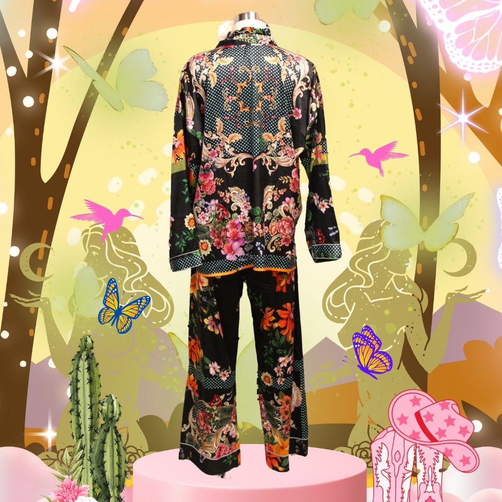 Johnny Was Long Sleeve Pj Set Pocca Floral Home Lounge Pajama New - Picture 2 of 5